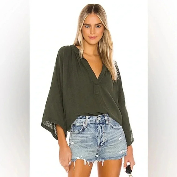 9seed Marrakech Cotton Gauze Dashiki Top Tunic Cover Up in Hunter PLEASE READ - Picture 2 of 14